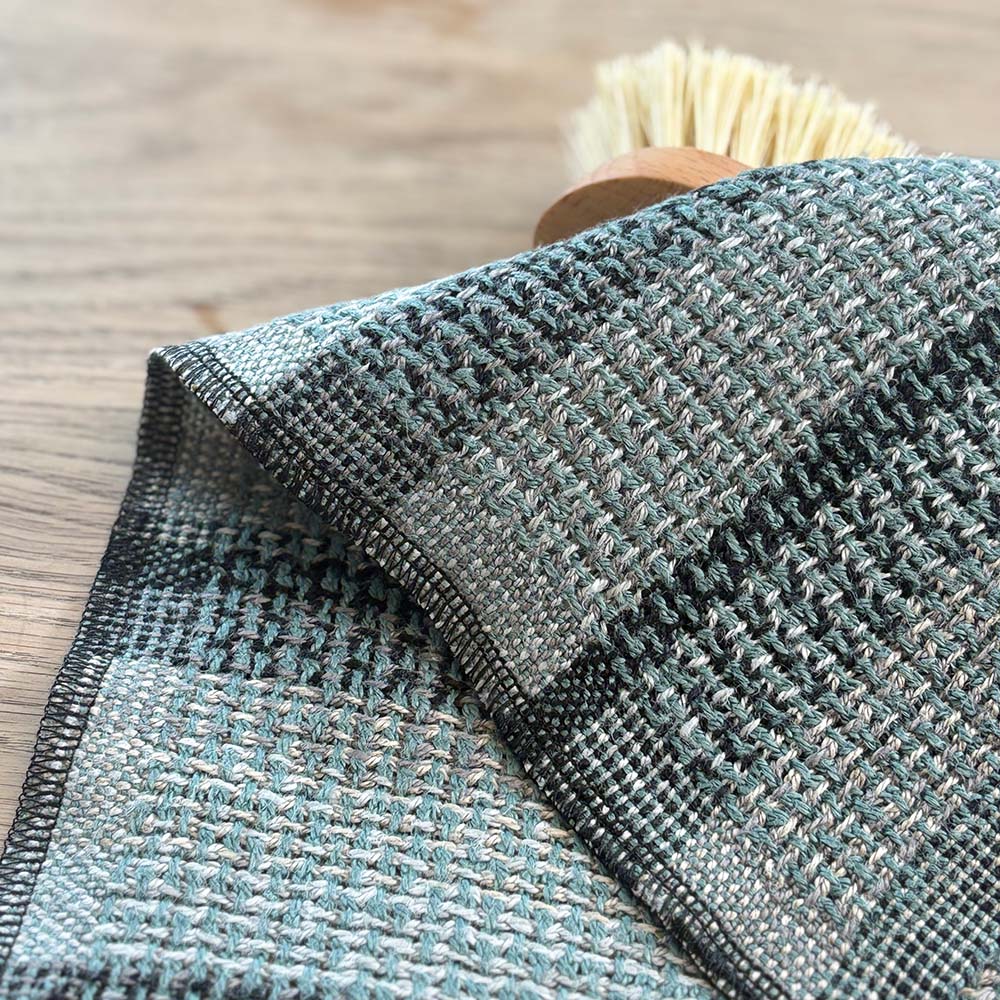 Håndvævet tyrkis karklud i ren hør