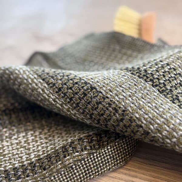 Håndvævet grøn karklud i ren hør