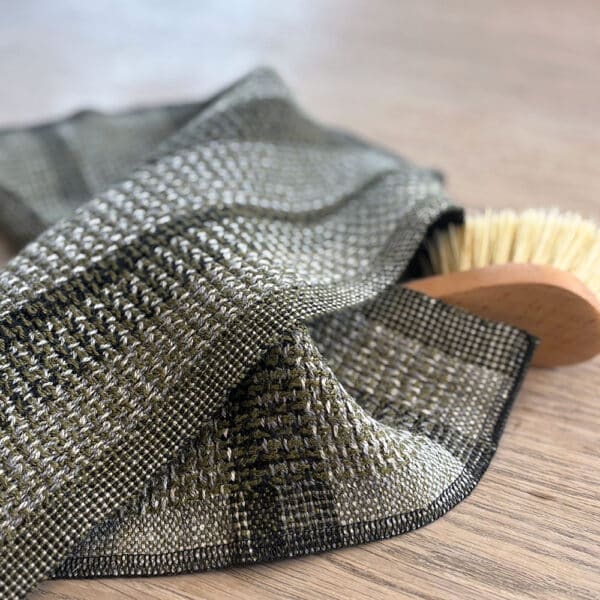 Håndvævet grøn karklud i ren hør